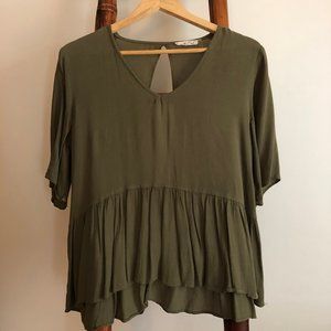 Open Back Olive Peplum Top